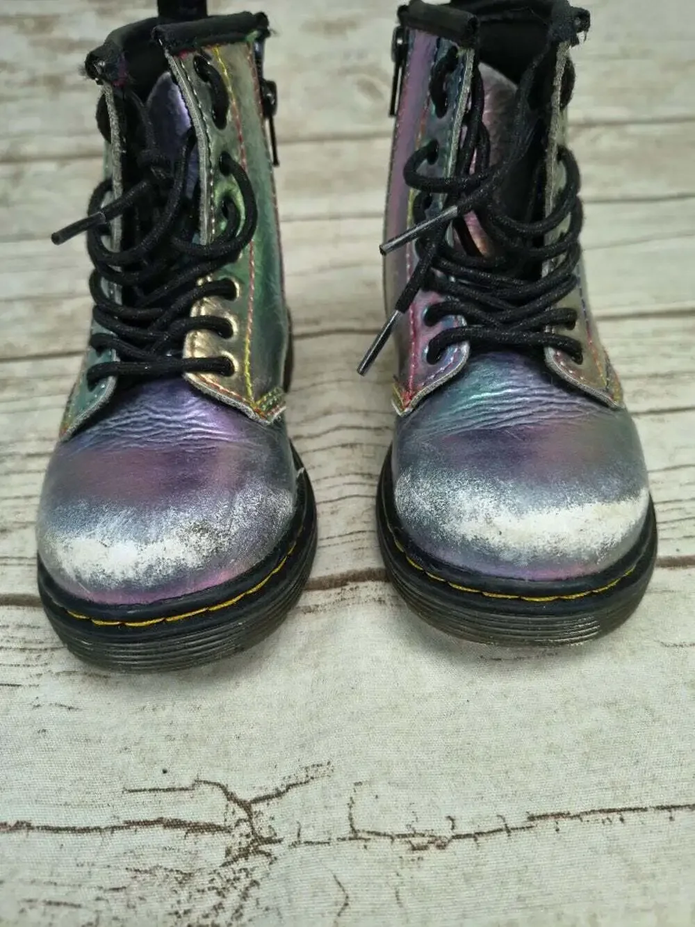 Dr Martens Iridescent Youth Zip Closure Boots Size 9